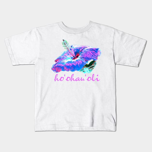 Give Joy - Hawaiian Hibiscus Design - Hawaiian Language Kids T-Shirt by Organicgal Graphics